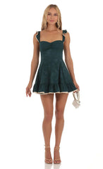 Jacquard A-Line Dress In Green