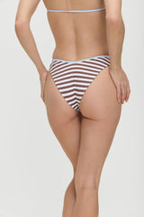 Enzo Striped Cheeky Bikini Bottom - Brown Sugar Stripe