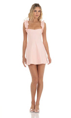 Ruffle Strap A-Line Dress In Pink