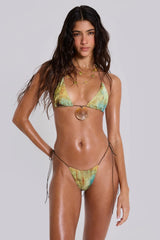 Cantha Micro Triangle Bikini Top With Shell Trim In Lagoon