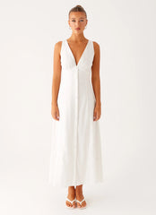 Tamsin Linen Maxi Dress - White