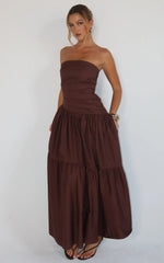 Cora Midi Dress - Strapless Dress In Chocolate