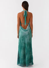 Nerissa Cowl Neck Maxi Dress - Green Tie Dye
